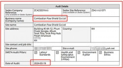 祝贺柬埔寨工厂Cambodian Paw Shield Co Ltd 在2024年一次性成功通过BV-SEDEX验厂